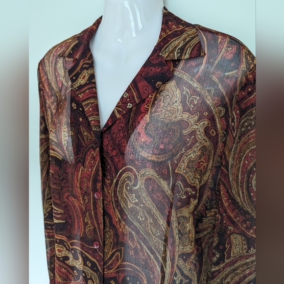 Vintage sheer silk button down blouse - Picture 3 of 14